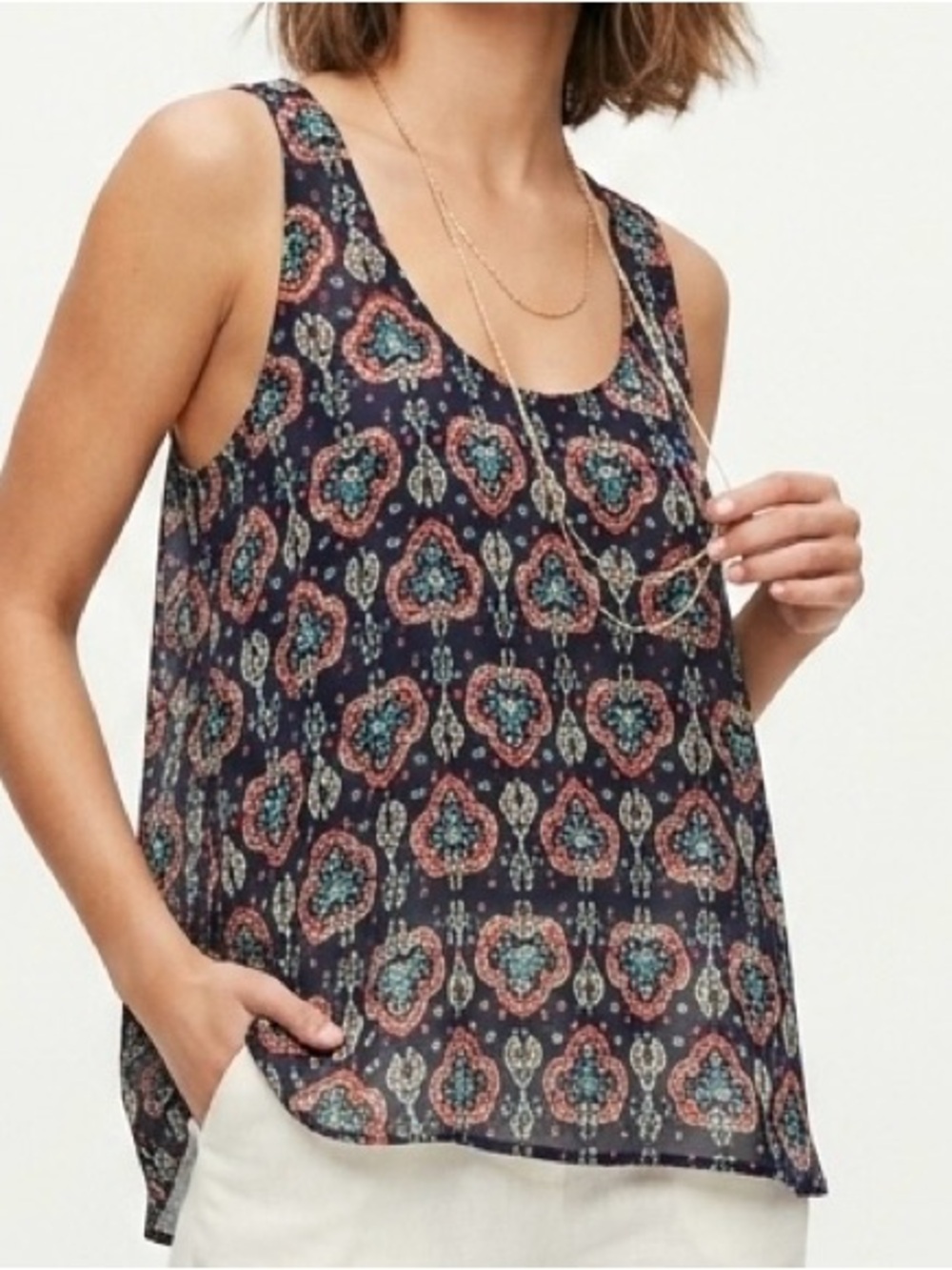 Hollister Boho Moroccan Medallion Chiffon Racerback Tank Size S